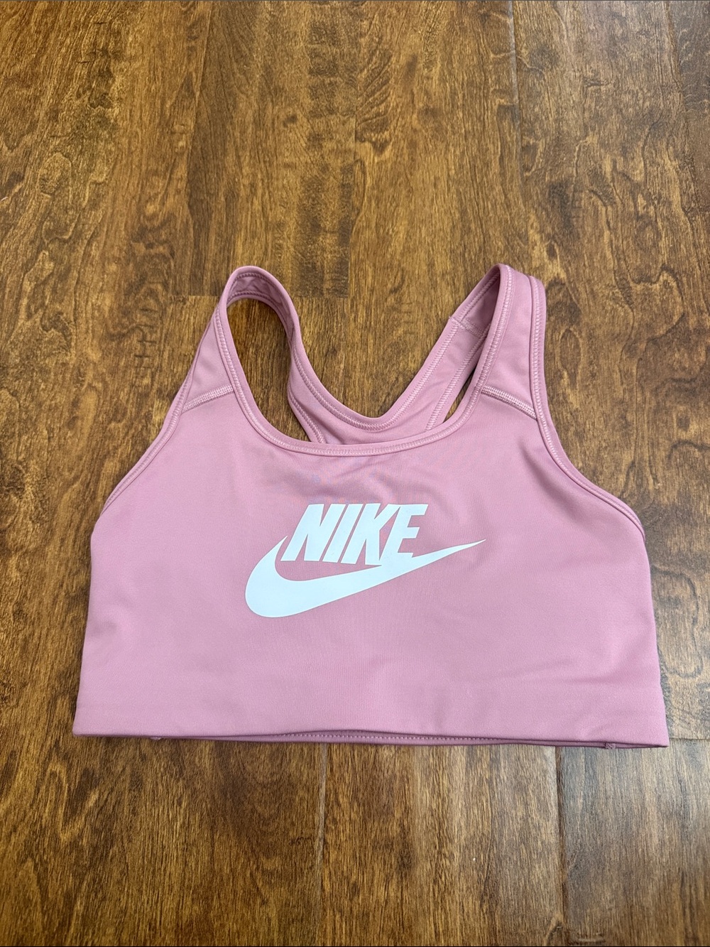 Nike Dusty Pink Athletic Sports Bra with White Swoosh